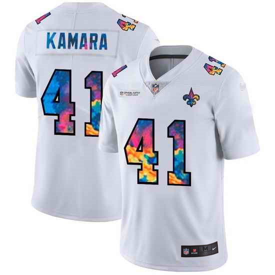Men's New Orleans Saints #41 Alvin Kamara White Crucial Catch Limited Stitched Jersey
